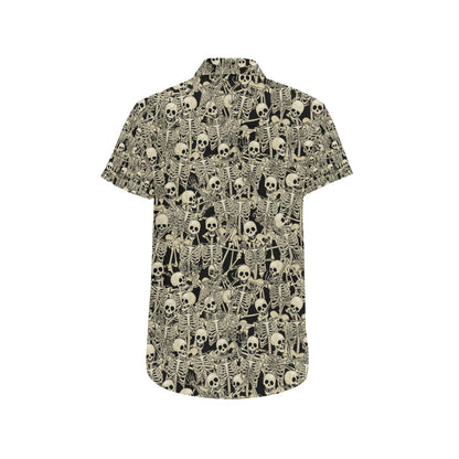 Skeleton Design Print Men's Short Sleeve Button Up Shirt