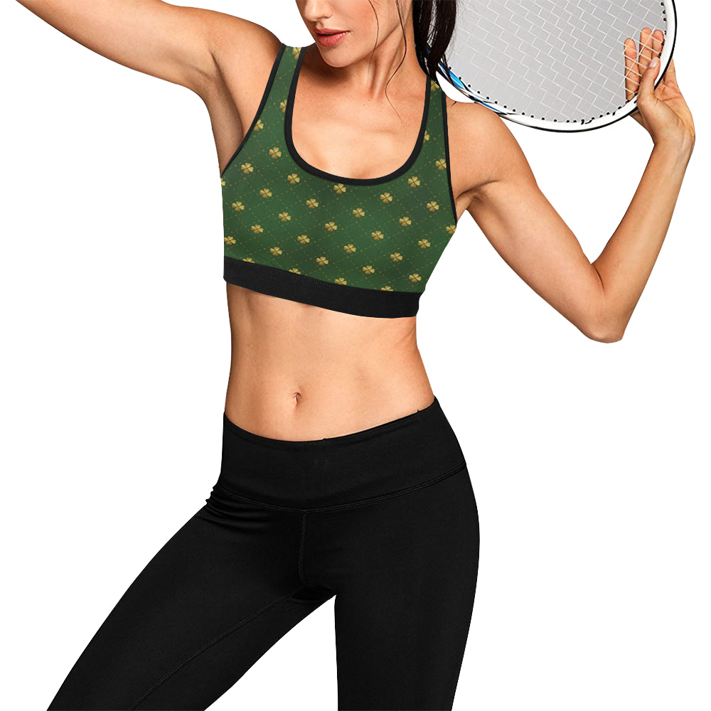 Clover  Pattern Print Design 01 Sports Bra