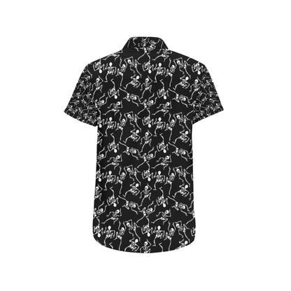 Skeleton Style Print Men's Short Sleeve Button Up Shirt