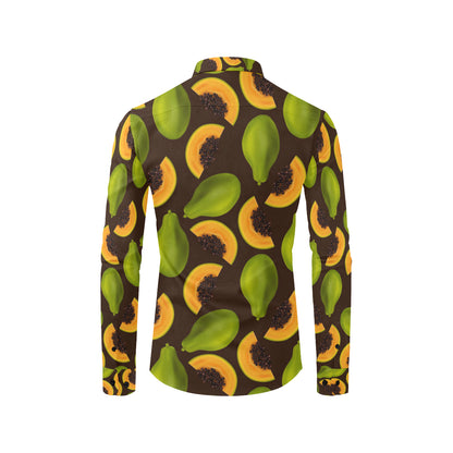 Papaya Pattern Print Design PP04 Men's Long Sleeve Shirt