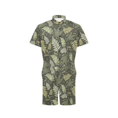 Fern Leave Green Print Pattern Men's Romper