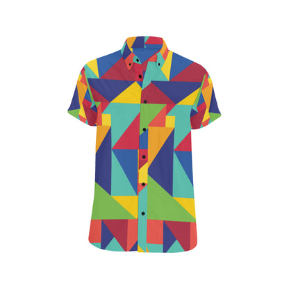 Mosaic Pattern Print Design 01 Men's Short Sleeve Button Up Shirt