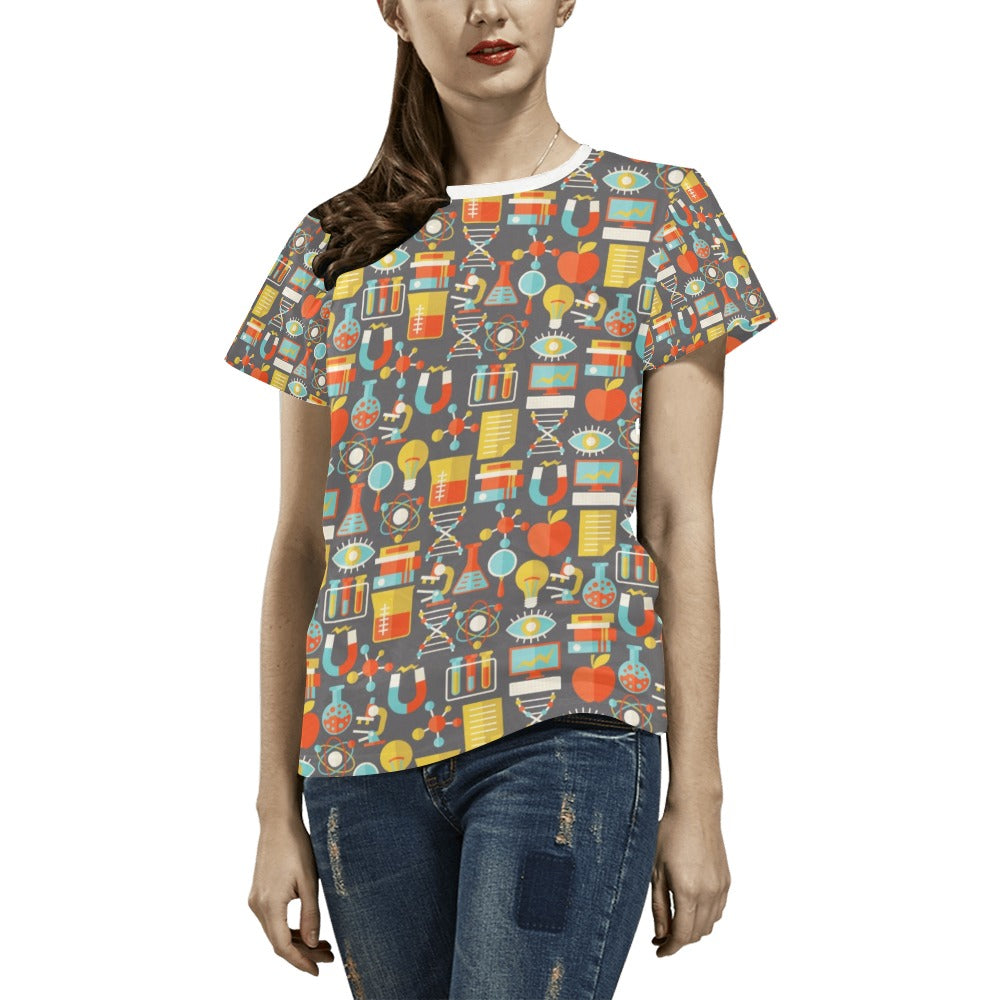 Science Print Design LKS302 Women's  T-shirt