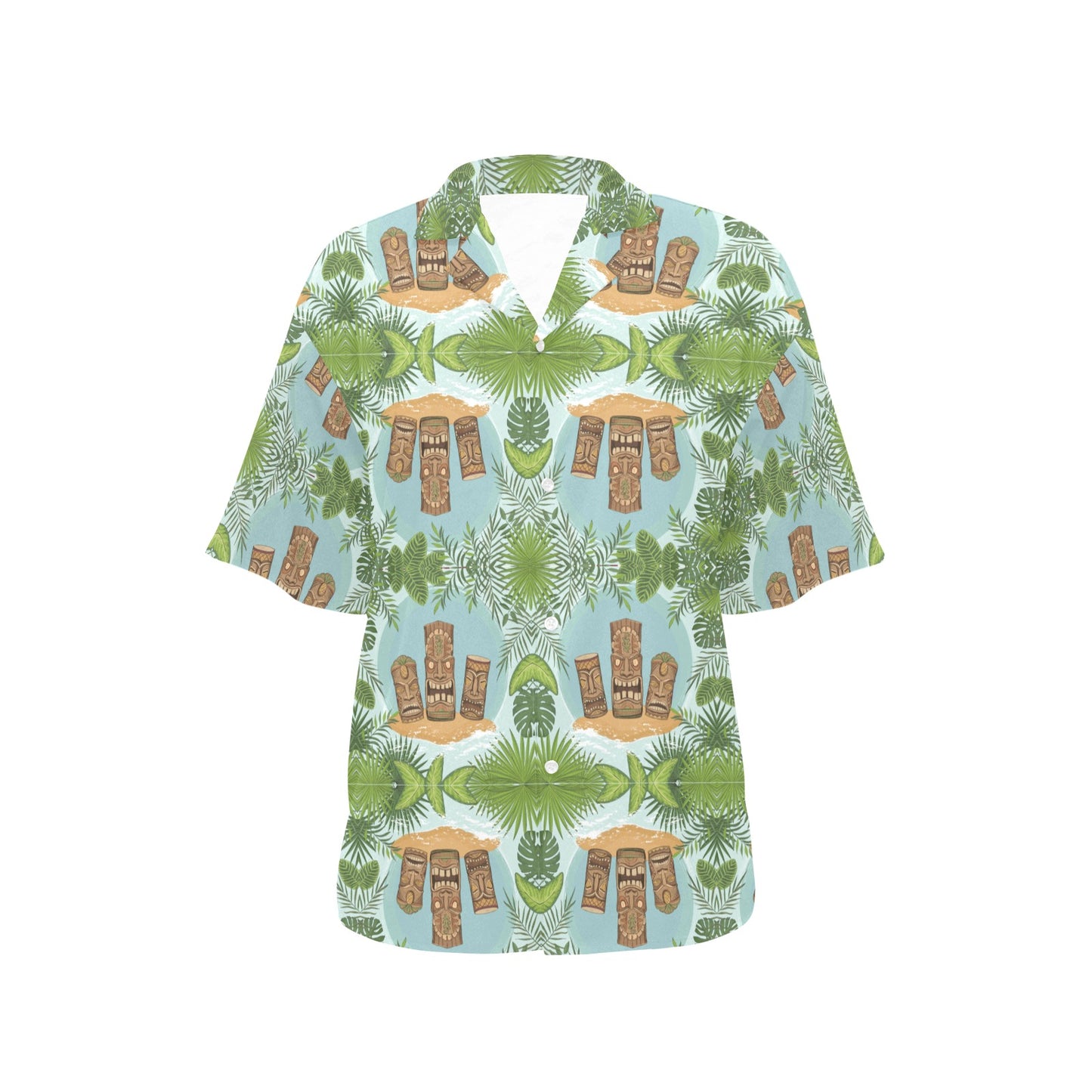 Tiki Wood Island Women's Hawaiian Shirt