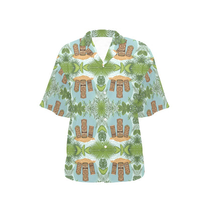 Tiki Wood Island Women's Hawaiian Shirt