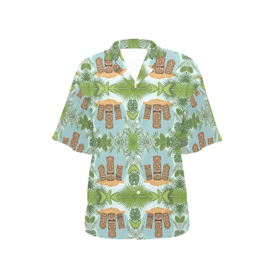 Tiki Wood Island Women's Hawaiian Shirt