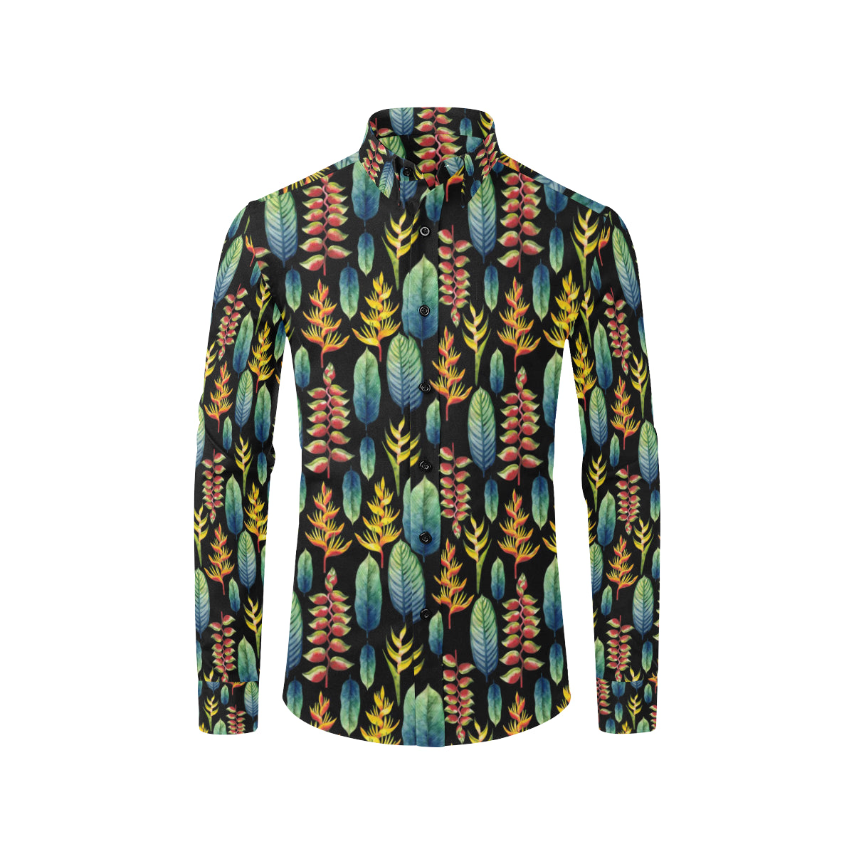 Heliconia Pattern Print Design HL03 Men's Long Sleeve Shirt
