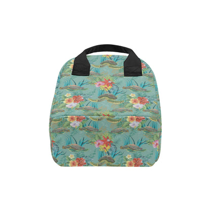 Sea Turtle Pattern Print Design T012 Insulated Lunch Bag