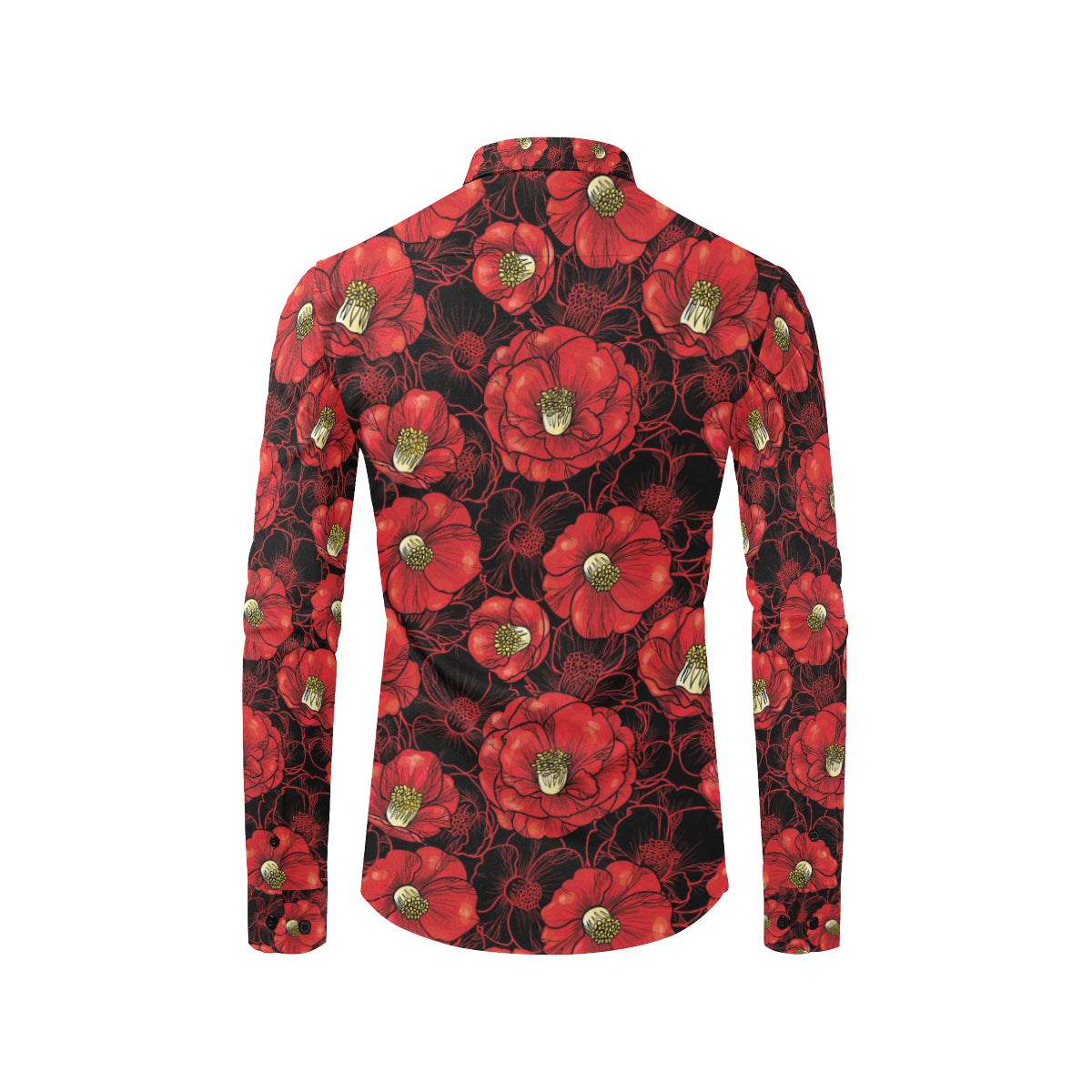 Camellia Pattern Print Design CM06 Men's Long Sleeve Shirt
