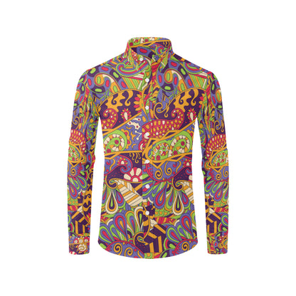 Funky Retro Pattern Print Design A04 Men's Long Sleeve Shirt