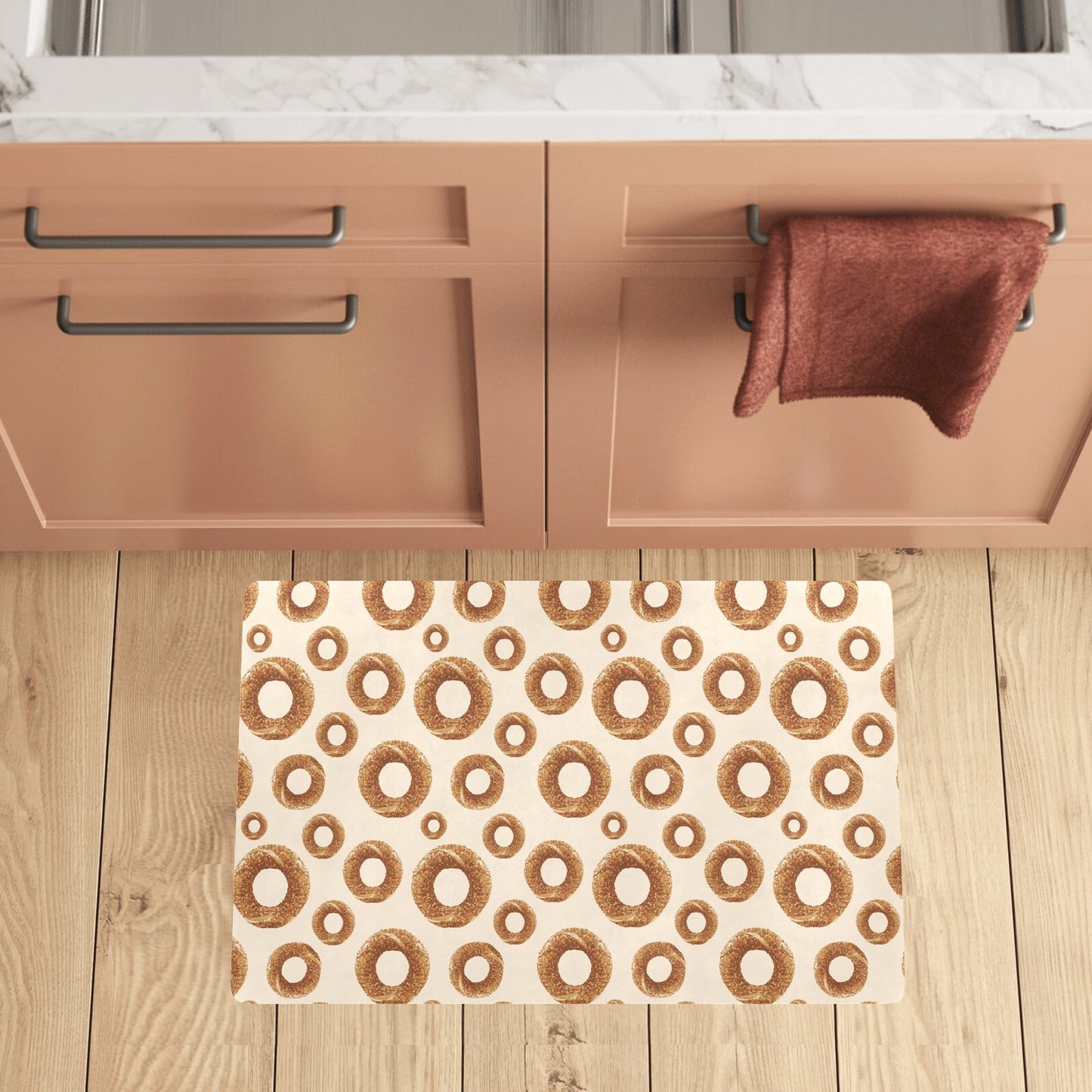 Bagel Pattern Print Design 01 Kitchen Mat