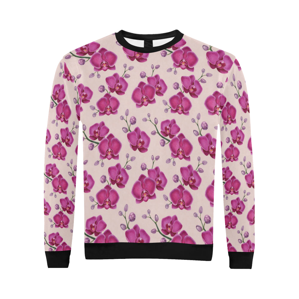 Orchid Purple Pattern Print Design OR04 Men Long Sleeve Sweatshirt