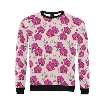 Orchid Purple Pattern Print Design OR04 Men Long Sleeve Sweatshirt