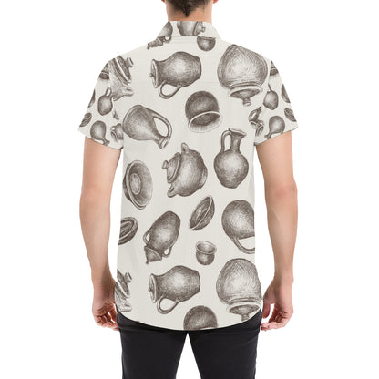 Pottery Pattern Print Design A01 Men's Short Sleeve Button Up Shirt