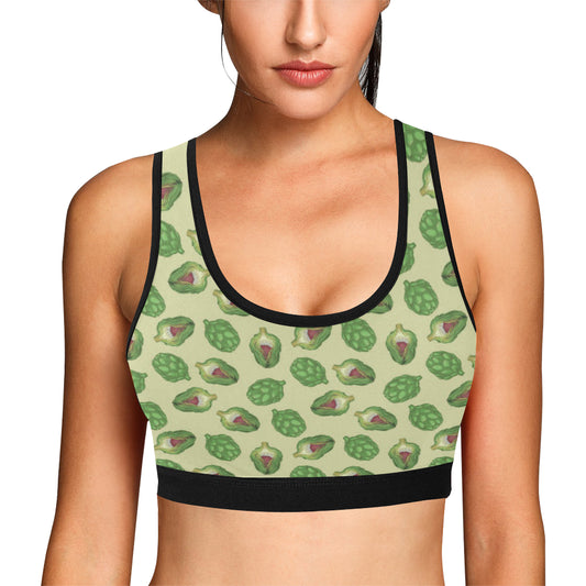 Artichoke Pattern Print Design 03 Sports Bra