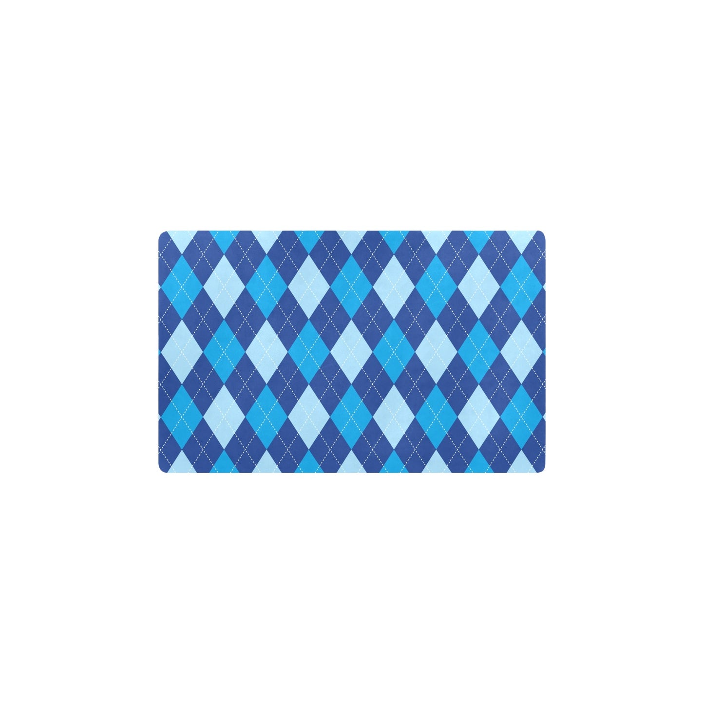 Argyle Blue Pattern Print Design 02 Kitchen Mat