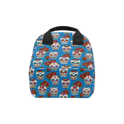 Sugar Skull Rose Pattern Insulated Lunch Bag