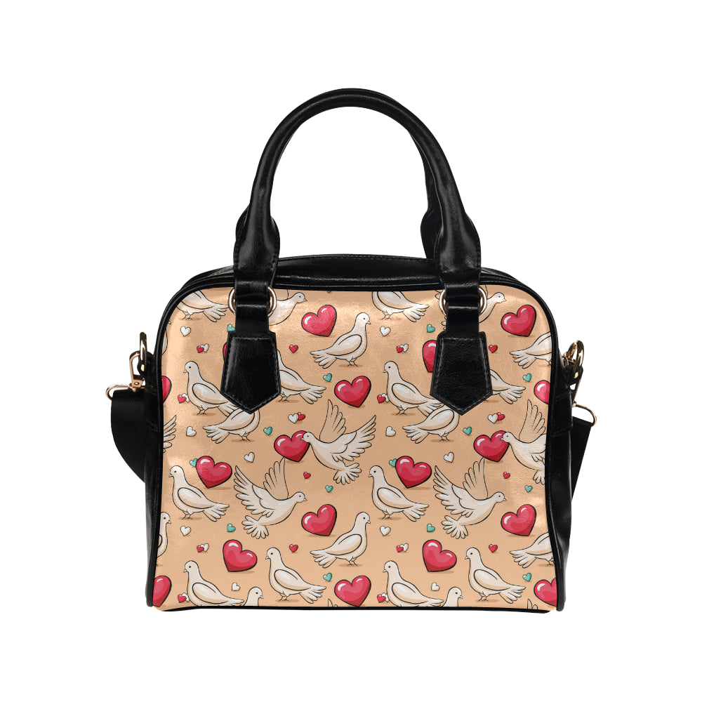 Pigeon Heart Pattern Print Design 04 Shoulder Handbag