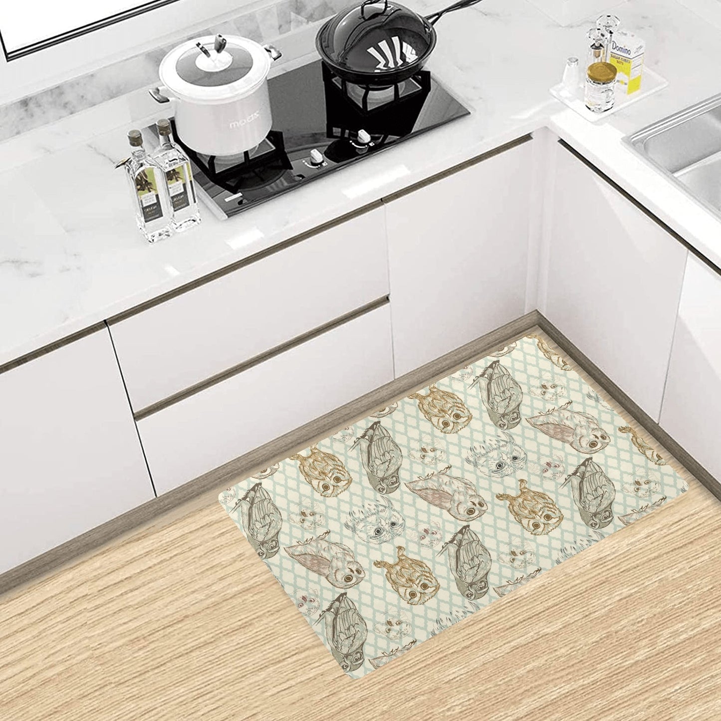 Owl Pattern Print Design A03 Kitchen Mat