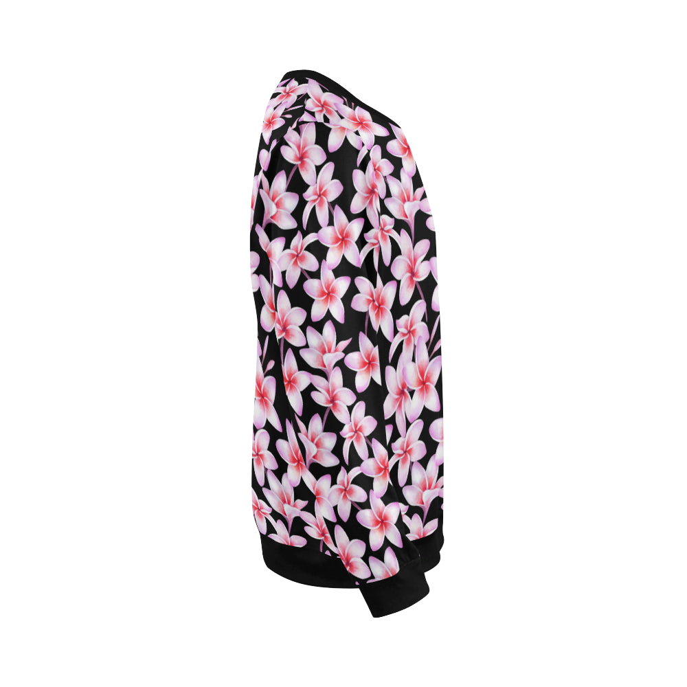 Pink Plumeria Pattern Print Design PM09 Men Long Sleeve Sweatshirt