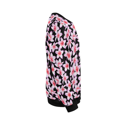 Pink Plumeria Pattern Print Design PM09 Men Long Sleeve Sweatshirt