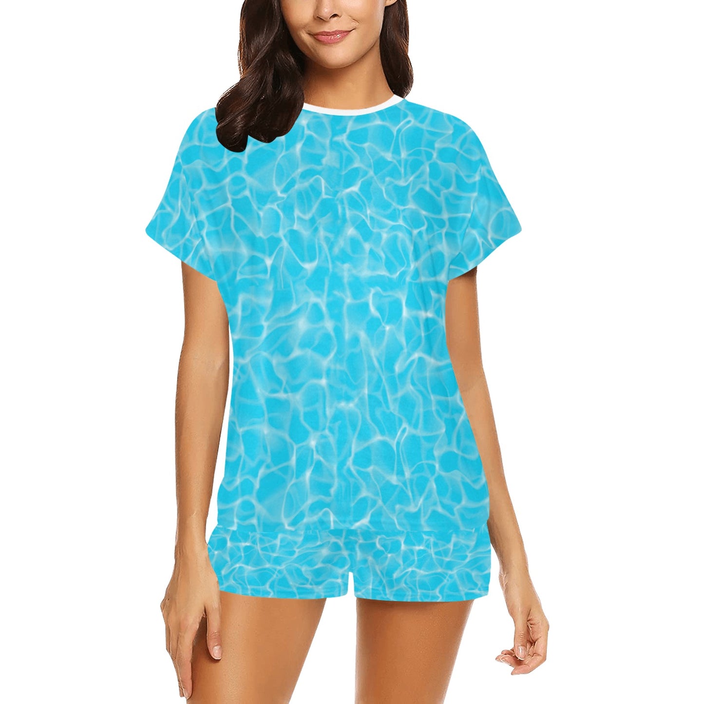 Swimming Pool Texture Print Design LKS301 Women's Short Pajama Set
