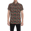 Flower Hawaiian Red Hibiscus Design Print Men's Short Sleeve Button Up Shirt