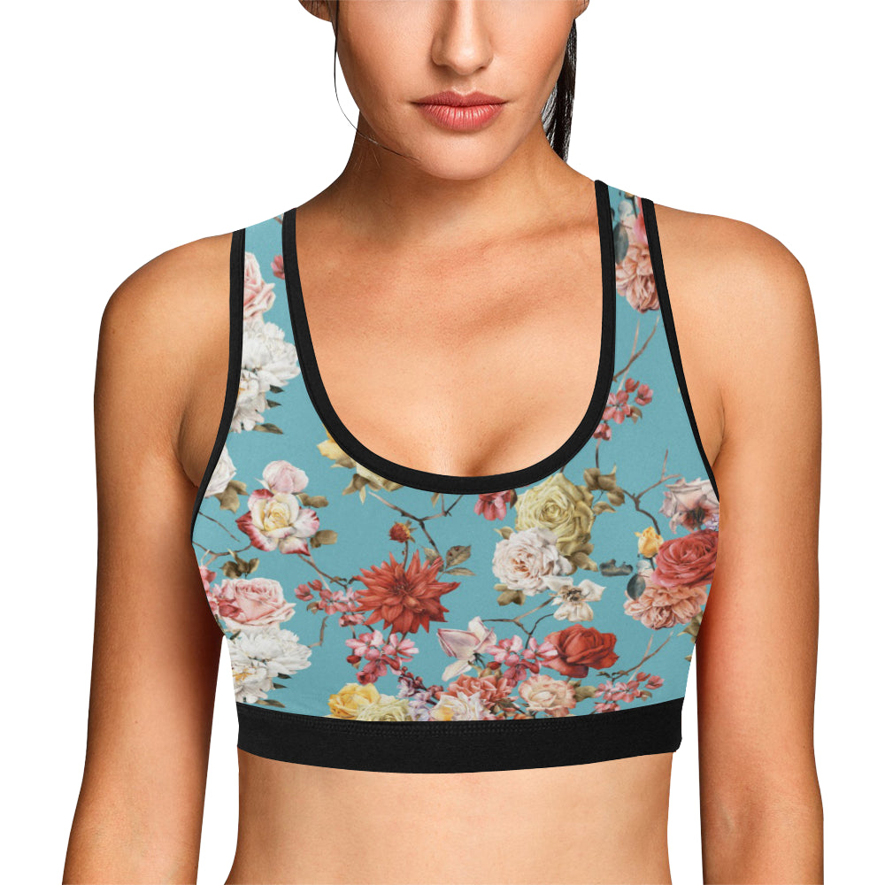 Summer Floral Pattern Print Design SF05 Sports Bra