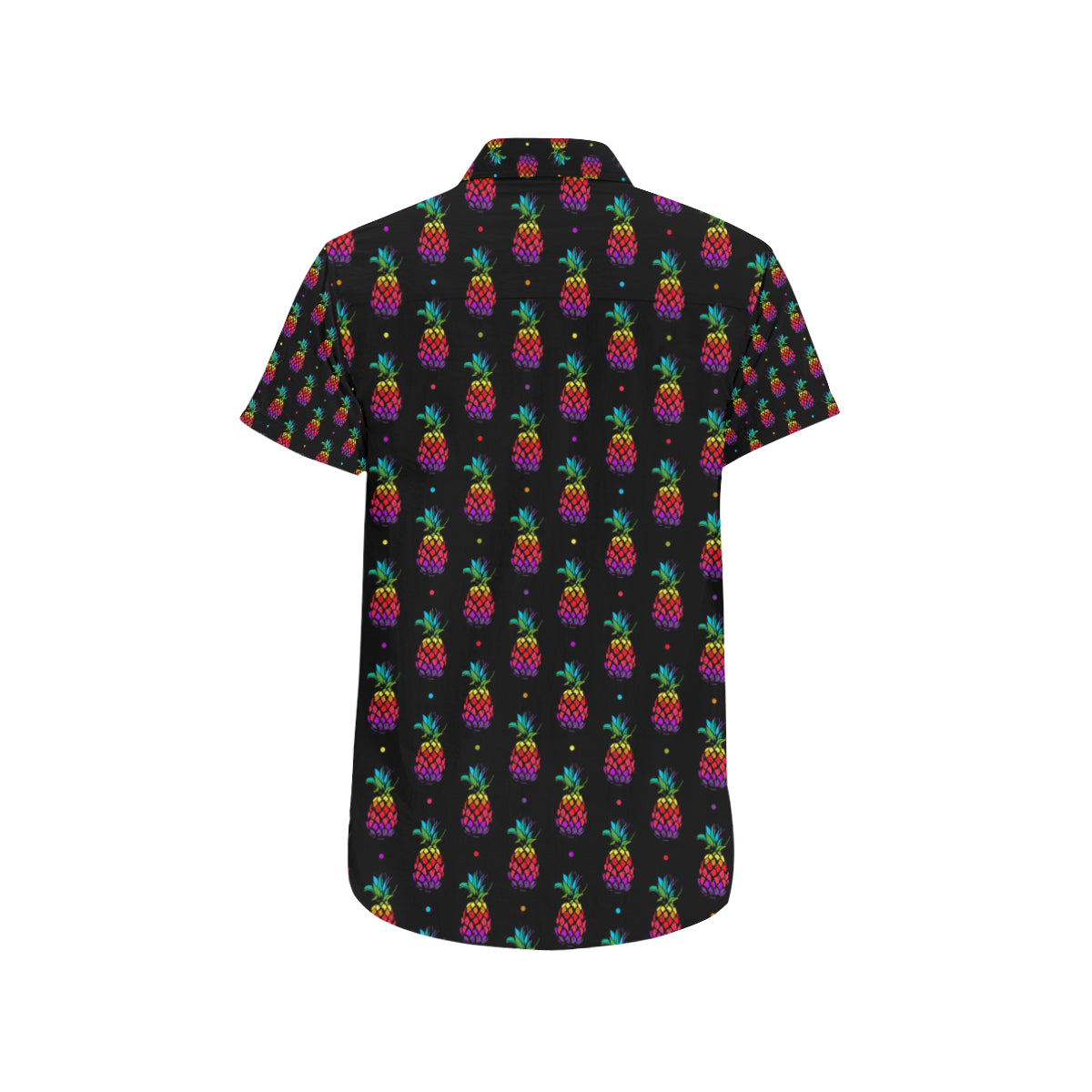 Pineapple Rainbow Dot Print Men's Short Sleeve Button Up Shirt