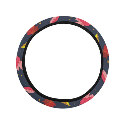 Elm Leave Colorful Print Pattern Steering Wheel Cover with Elastic Edge