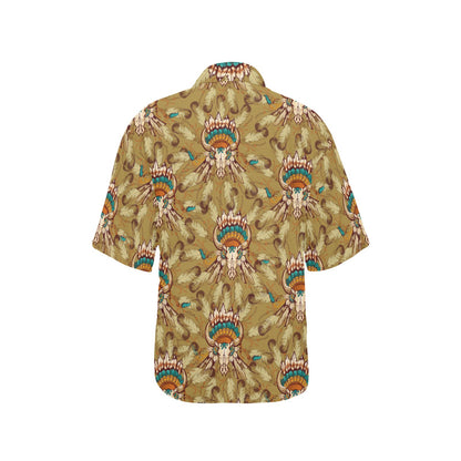 Native Indian Buffalo head Women's Hawaiian Shirt