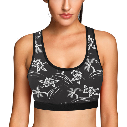 Palm Tree Pattern Print Design PT02 Sports Bra
