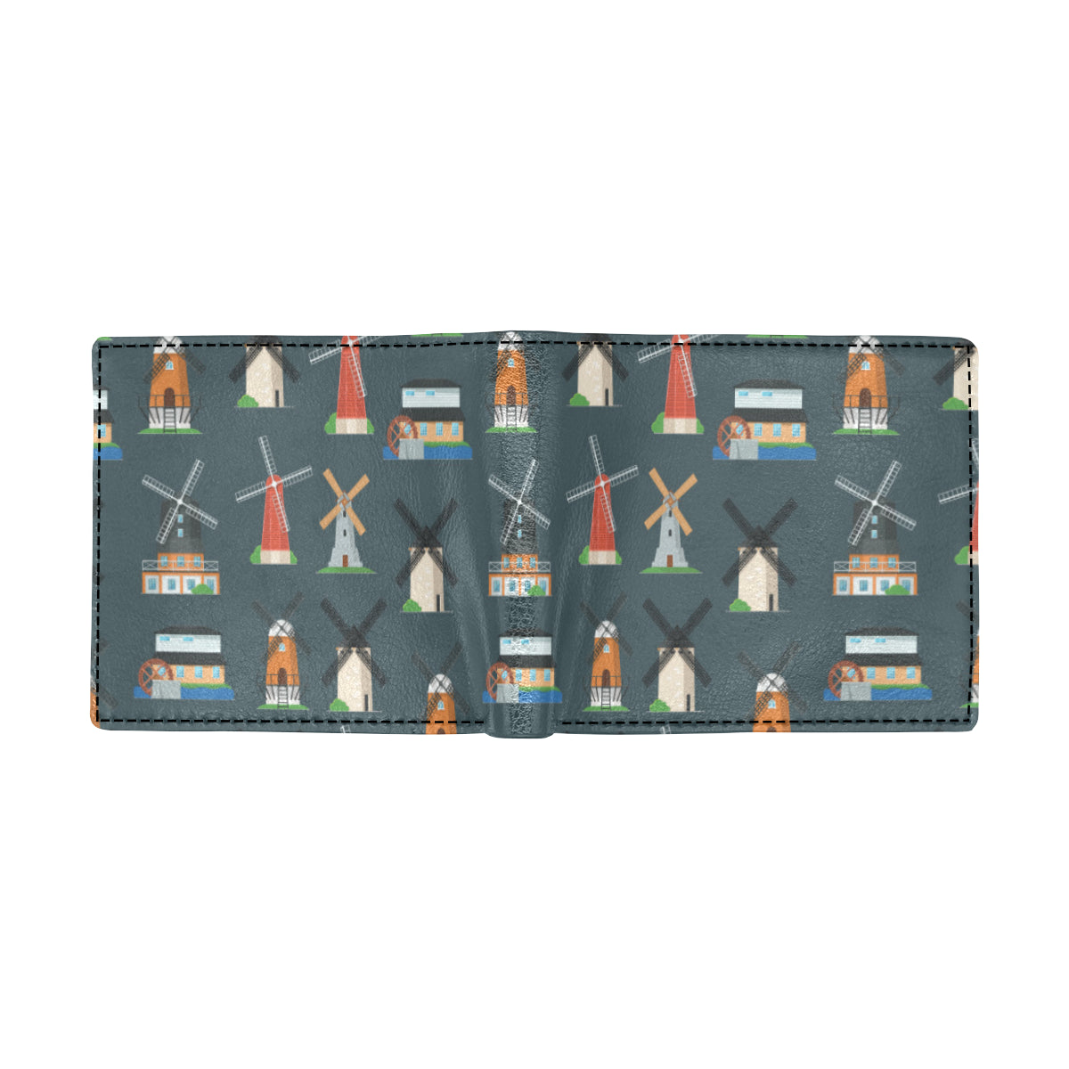 Windmill Pattern Print Design 04 Men's ID Card Wallet