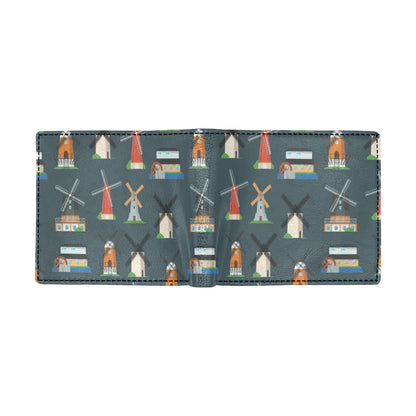 Windmill Pattern Print Design 04 Men's ID Card Wallet