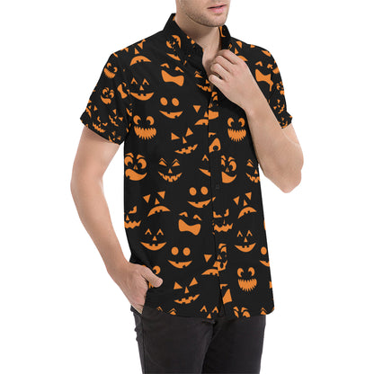 Halloween Pattern Print Design 02 Men's Short Sleeve Button Up Shirt