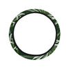 White Green Tropical Palm Leaves Steering Wheel Cover with Elastic Edge