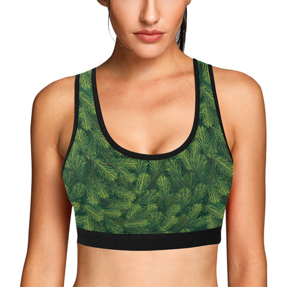 Christmas Tree Pattern Print Design 02 Sports Bra