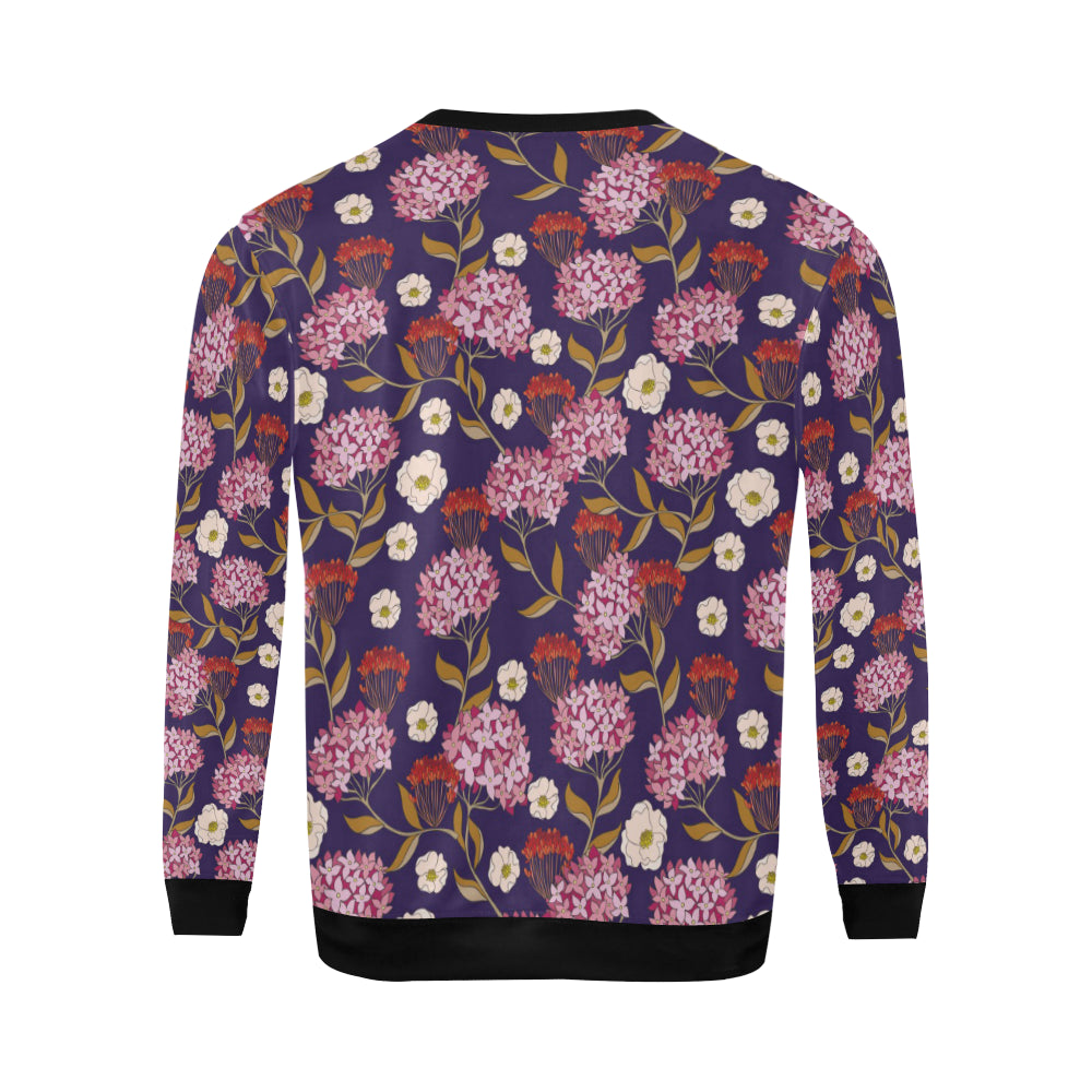 Hydrangea Pattern Print Design HD010 Men Long Sleeve Sweatshirt