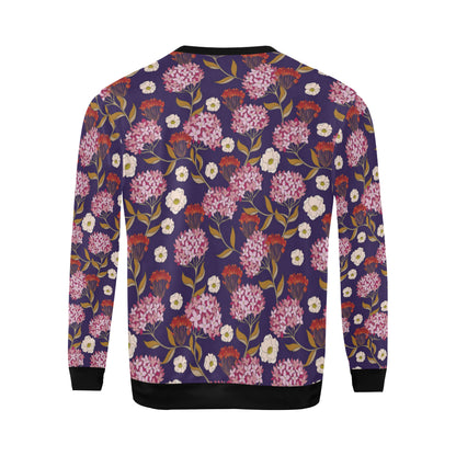 Hydrangea Pattern Print Design HD010 Men Long Sleeve Sweatshirt