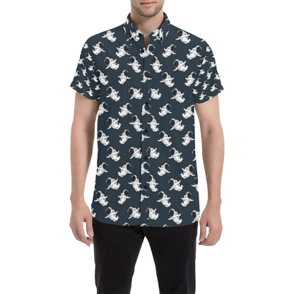 Astronaut Pattern Print Design 02 Men's Short Sleeve Button Up Shirt
