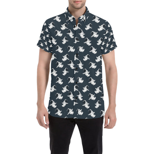 Astronaut Pattern Print Design 02 Men's Short Sleeve Button Up Shirt