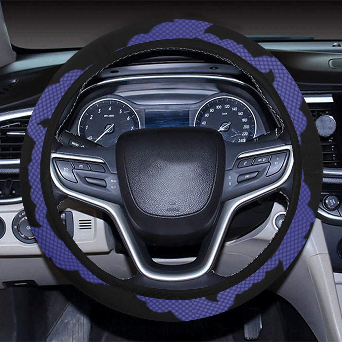 Bat Halloween Pattern Print Design 02 Steering Wheel Cover with Elastic Edge