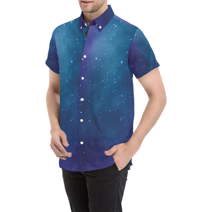 Nebula Pattern Print Design A01 Men's Short Sleeve Button Up Shirt