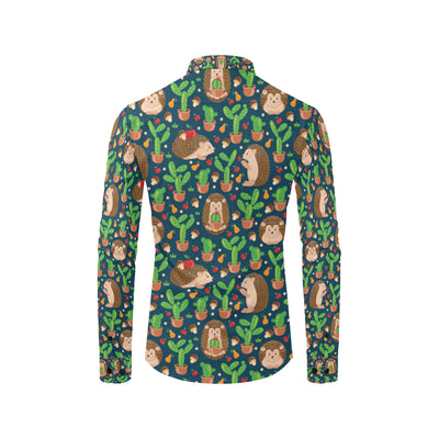 Hedgehog Cactus Pattern Print Design 04 Men's Long Sleeve Shirt