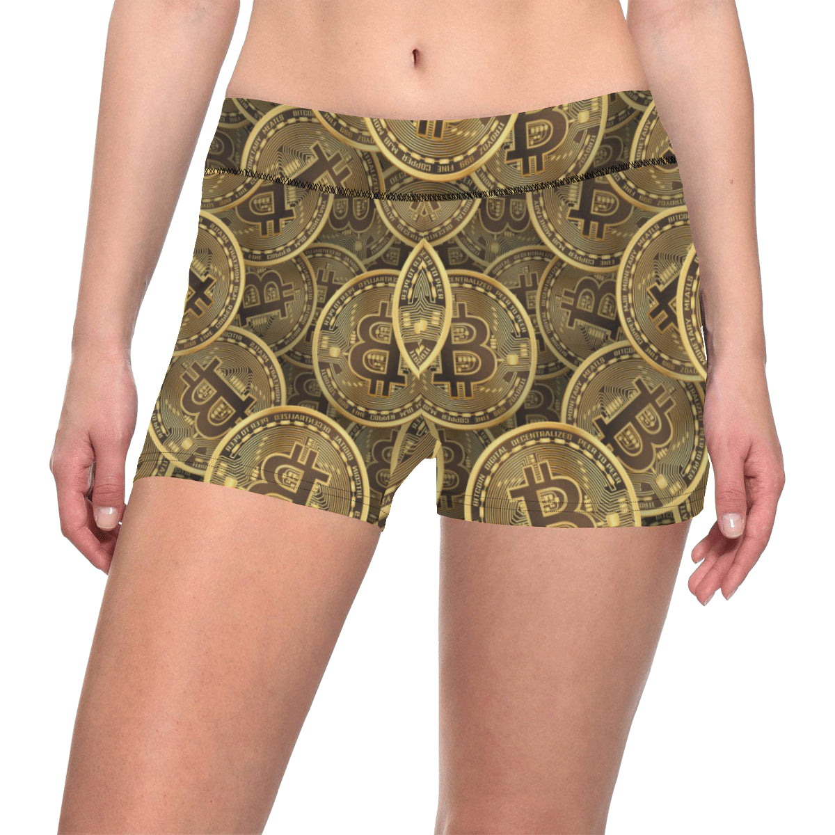 Bitcoin Pattern Print Design DO01 Yoga Shorts