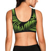 Green Neon Tropical Palm Leaves Sports Bra