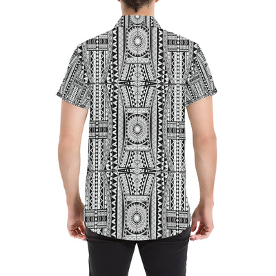 Polynesian Tattoo Design Men's Short Sleeve Button Up Shirt