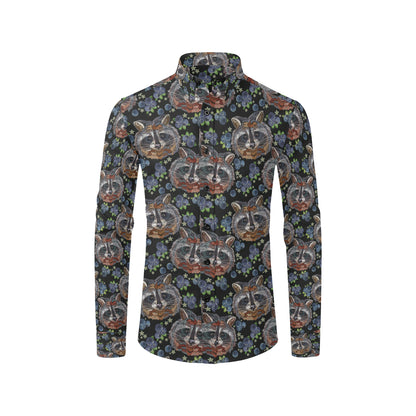 Raccoon Pattern Print Design A03 Men's Long Sleeve Shirt