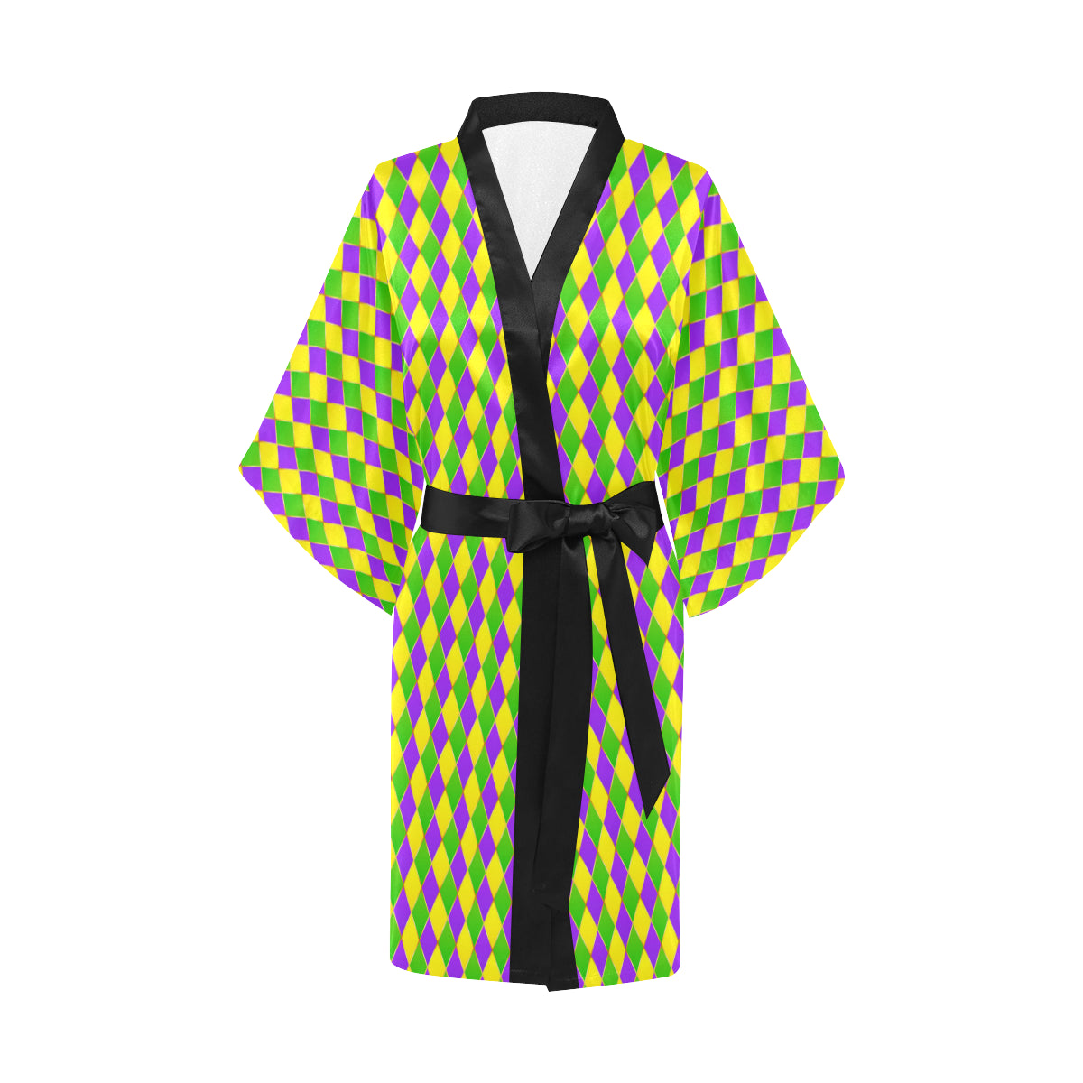 Mardi Gras Pattern Print Design 01 Women's Short Kimono