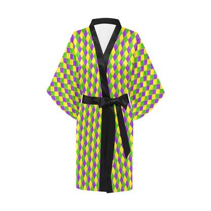 Mardi Gras Pattern Print Design 01 Women's Short Kimono